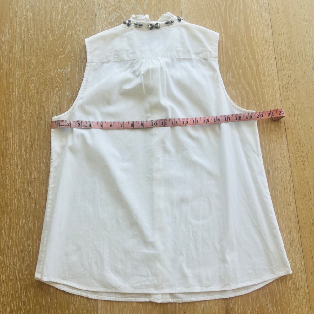 J. Crew Women's Sleeveless White Blouse Embellished Jewel Collar Size 12 - Picture 12 of 15